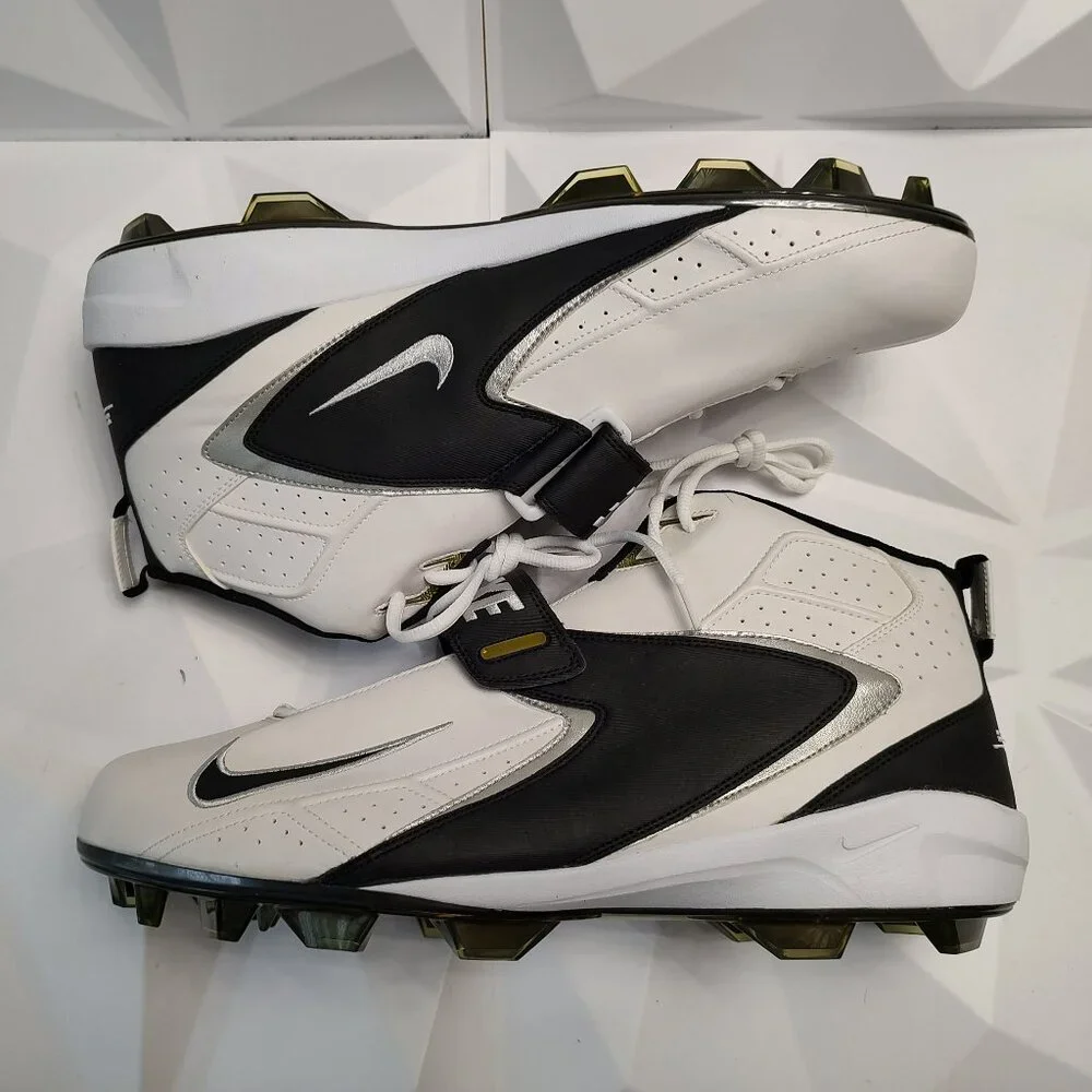 Nike Men's Football Cleats 18 White Black Shoe Lacrosse Air Zoom Boss Shark - Picture 2 of 11